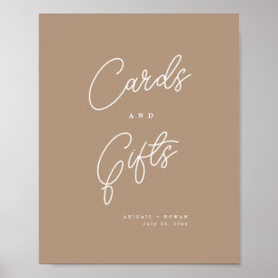 Boho Sand Minimalistiska Skriptkort & Gåvor Skylt