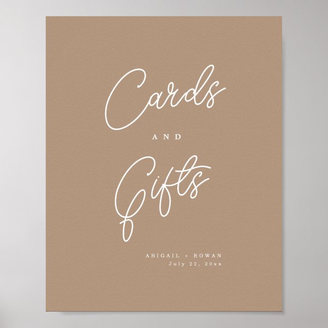 Boho Sand Minimalistiska Skriptkort & Gåvor Skylt (Framsidan)