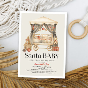 Boho Santa Baby jul Helgdag Crib Baby Shower Inbjudningar