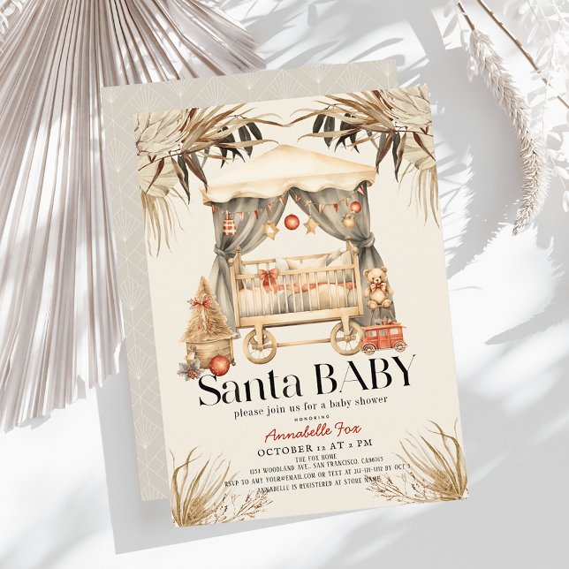 Boho Santa Baby jul Helgdag Crib Baby Shower Inbjudningar (Skapare uppladdad)