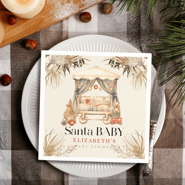 Boho Santa Baby jul Helgdag Crib Baby Shower Pappersservett (Skapare uppladdad)