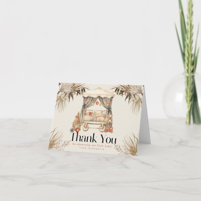 Boho Santa Baby jul Helgdag Crib Baby Shower Tack Kort (Framsida)