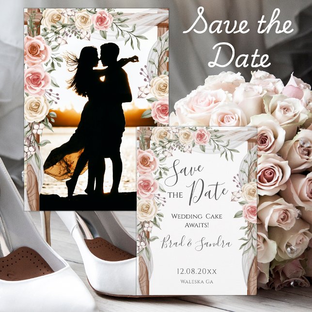 Boho Save Date - Elegant Bohemian Blommigt Arch Spara Datumet (Skapare uppladdad)