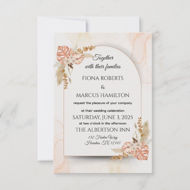 Boho Save Date Postcard - Rustic Blommigt Spara Datumet (Framsida)