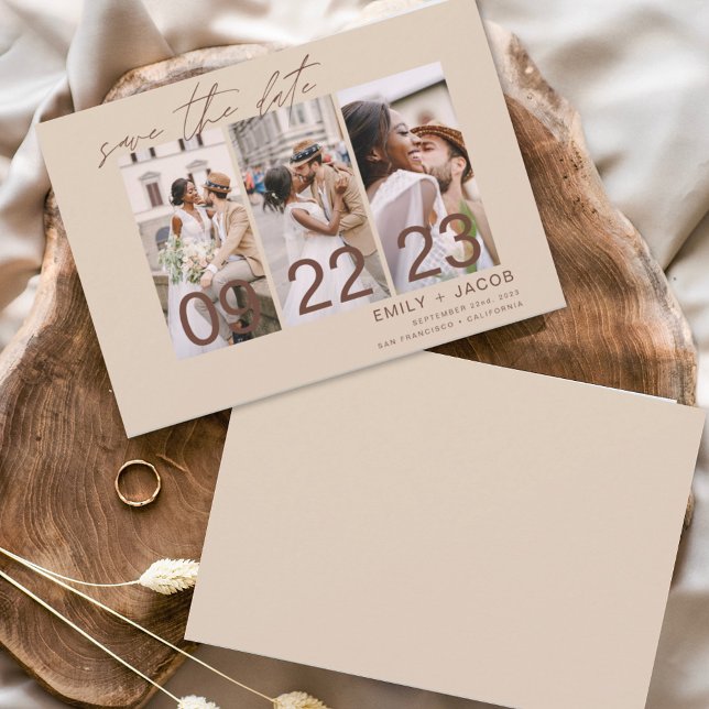 Boho Save the Date 3 Foto Terrakotta Spara Datumet (Skapare uppladdad)