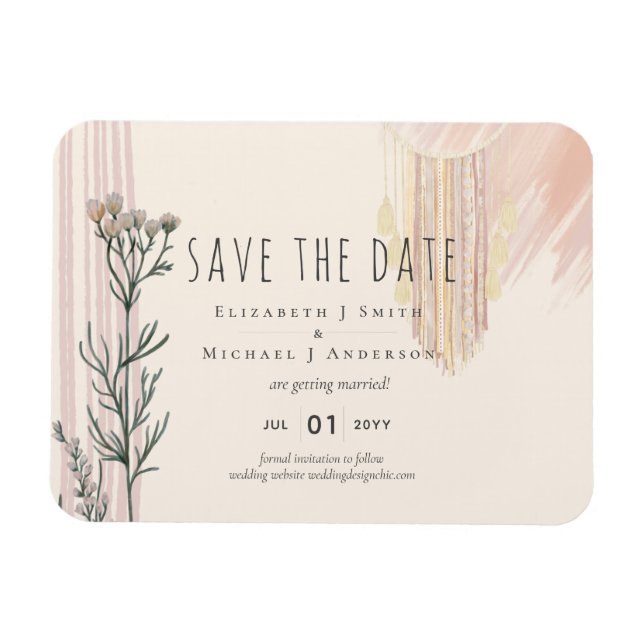 Boho Save the Date Dream Catcher tema Magnet (Horisontell)