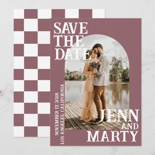 Boho Save the Date, Foto Minimalist Save the Date Inbjudningar (Fram/baksida)
