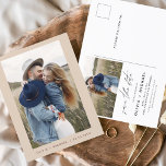 Boho Save the Date Photo Minimal Script Vykort<br><div class="desc">Bröllop Boho Terracotta Spara datumkort med foto på framsidan. Spara datumkorten innehåller en modern handskriven kursiv skripttypografi som är elegant,  enkel och modern till använda efter att du har minimalistisk enkel bröllopsdag firande.</div>