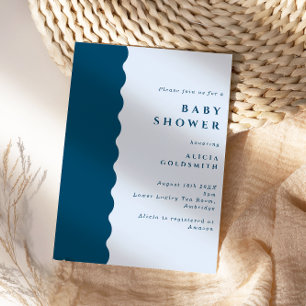 Boho Scalloped Kant Blue Baby Shower Inbjudningar