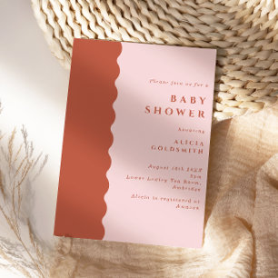 Boho Scalloped Kant Terracotta & Baby Shower Inbjudningar