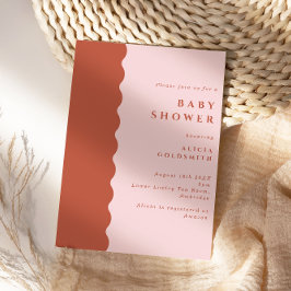 Boho Scalloped Kant Terracotta &  Baby Shower Inbjudningar