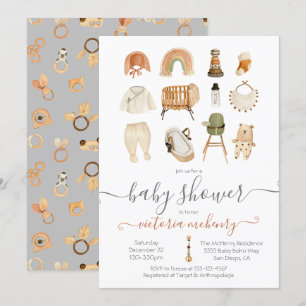 Boho Scandi Baby Shower-inbjudan Inbjudningar