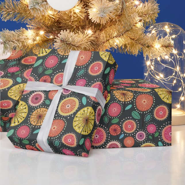 Boho Scandi folkblomma mönster Wrapping Papper Presentpapper (Helgdagar)