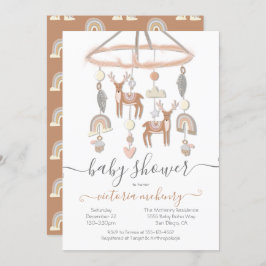 Boho Scandi Hjort Forest Mobile Baby Shower Inbjudningar