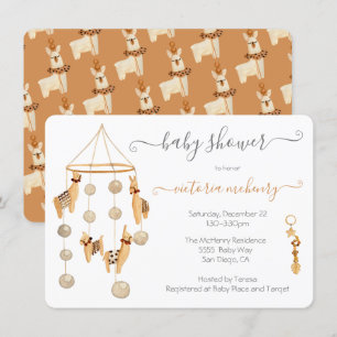 Boho Scandi Llama Mobile Baby Shower-inbjudan Inbjudningar