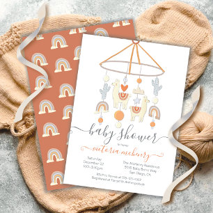 Boho Scandi Mobile Baby Shower Inbjudningar