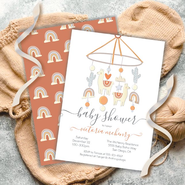 Boho Scandi Mobile Baby Shower Inbjudningar (Skapare uppladdad)