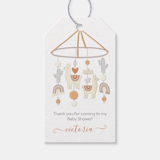 Boho Scandi Mobile Baby Shower Presentetikett (Framsidan)