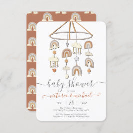 Boho Scandi Rainbow Mobile Baby Shower Inbjudningar