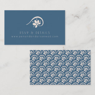 Boho Scandinavian Blue Blommigt Bröllop webbplats Tilläggskort