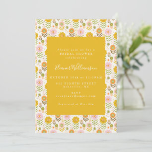Boho Scandinavian Gula blommor Möhippa Inbjudningar
