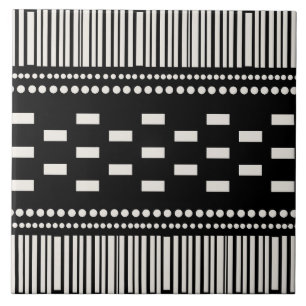 Boho Scandinavian Linjer Dots Black White Kakelplatta