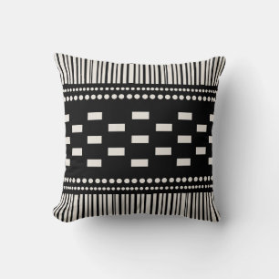 Boho Scandinavian Linjer Dots Black White Kudde