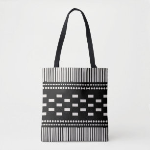 Boho Scandinavian Linjer Dots Black White Tygkasse