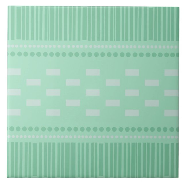 Boho Scandinavian Linjer Dots Mint Grönt Kakelplatta (Framsidan)