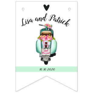 Boho scooter bröllop bunting flaggor