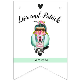 Boho scooter bröllop bunting flaggor