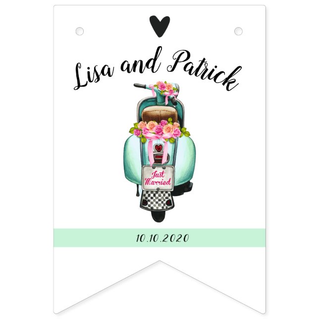 Boho scooter bröllop bunting flaggor (Första flaggan)