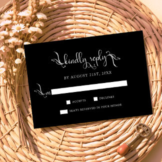 Boho Script Black Bröllop Kinely Replay OSA kort