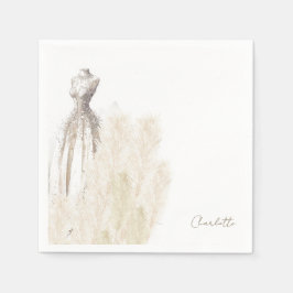 Boho Script Bröllop Dress Möhippa Cocktail Pappersservett