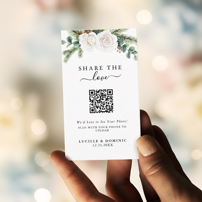 Boho Script Evergreen Wedding Share The Love Tilläggskort (Skapare uppladdad)