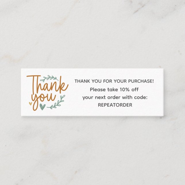 Boho script handskriven tack logotyp mini visitkort (Framsida)