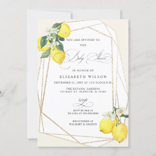Boho Script Lemon Citrus Summer Baby Shower Inbjudningar