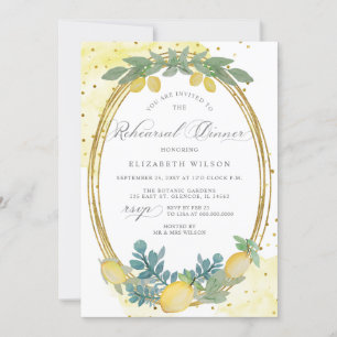 Boho Script Lemon Citrus Summer Rehearsal Dinner Inbjudningar