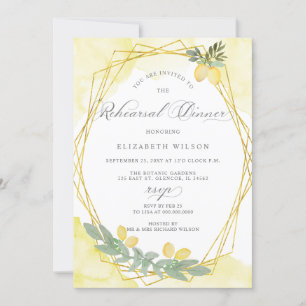 Boho Script Lemon Citrus Summer Rehearsal Dinner Inbjudningar
