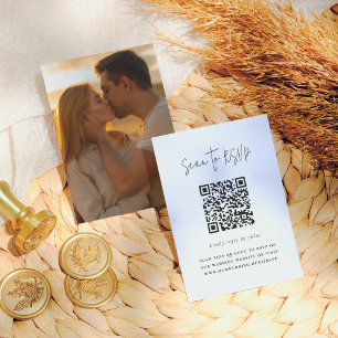 Boho Script Modern QR-kod Foto Bröllops-svar Tilläggskort