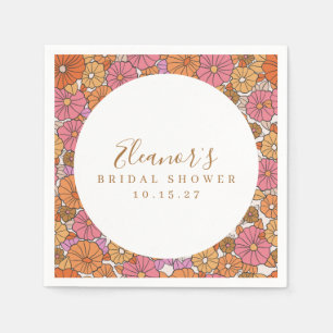 Boho Script Ocker Rosa Blommig Bröllopsdusch Anpas Pappersservett