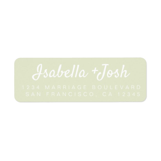 Boho Script Pastel Grönt Bröllop Returadress Etikett (Framsidan)