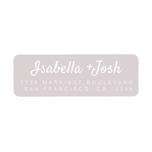 Boho Script Pastel Lila Bröllop Returadress Etikett (Framsidan)