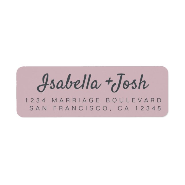 Boho Script Pastel Lila Bröllop Returadress Etikett (Framsidan)