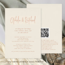 Boho Script QR-kod Cream Bröllop Luxury Real