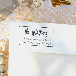 Boho Script Rectangle Frame Return Address Stämpel