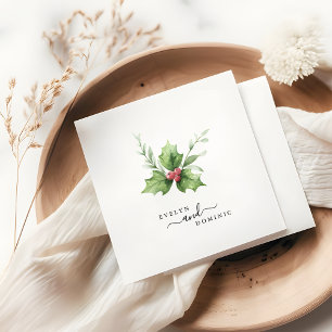 Boho Script Winter Greenery Evergreen Bröllop Pape Pappersservett