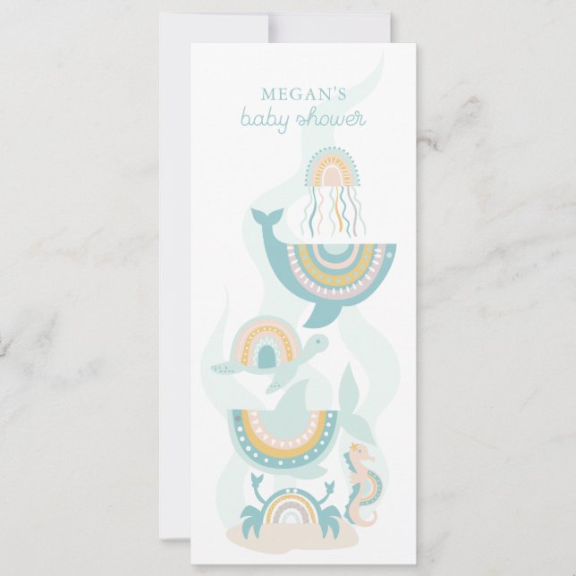 Boho Sea Animal Baby Shower-inbjudan Inbjudningar (Framsida)