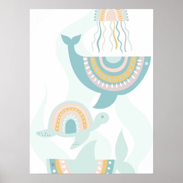 Boho Sea Animals Poster (Framsidan)