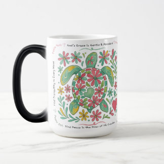 Boho Sea Turtle Christian, 11 eller 15 oz, Rosa/Gr Magisk Mugg